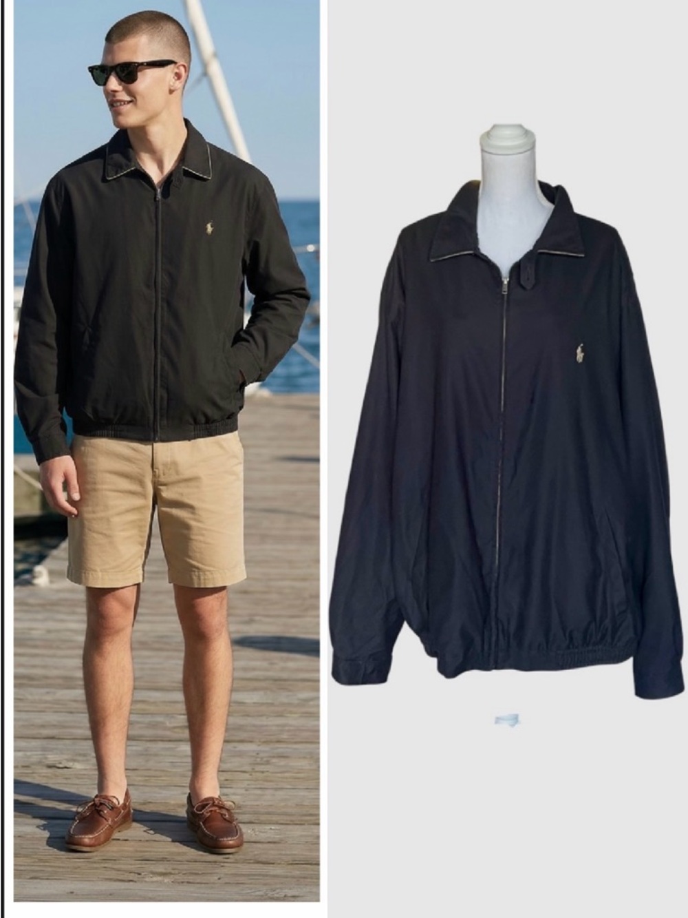 Polo Ralph Lauren bomber jacket  lined  black tan pony logo  3XLT